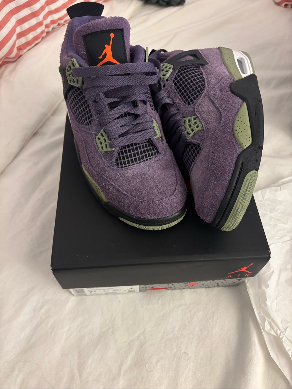 Jordan Purple Suede Sneakers with Olive and Orange Details
